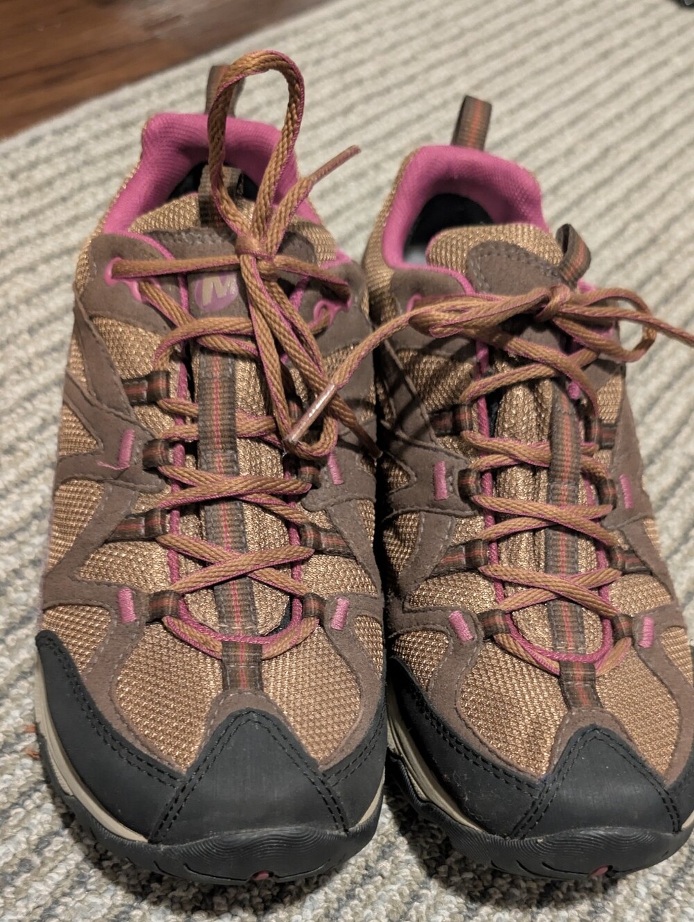 Merrell Brown and Pink Women's Trail Sneakers